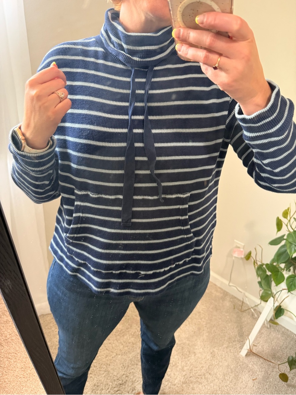 Pact Organic Cotton Navy and White Striped Lightweight Sweater - Picture 5 of 11
